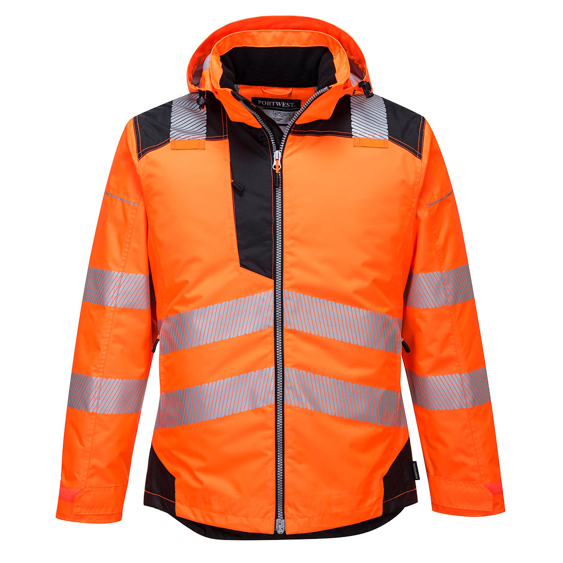 Toolmonkey Portwest T400 PW3 Stylish Hi Vis Winter Jacket Ultimate Protection Style in Orange Black Portwest Workwear